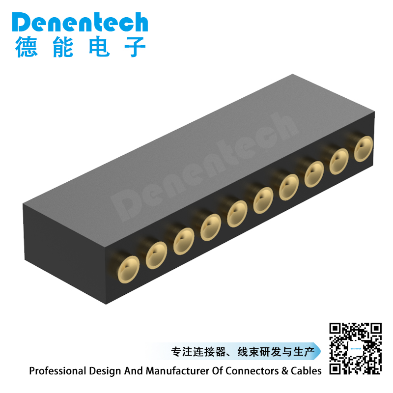 Denentech precise connector 1.27MM pogo pin H4.0MM single row female straight SMT concave plunger pogo pin